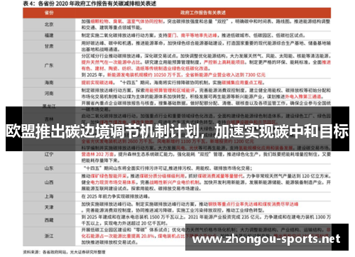 欧盟推出碳边境调节机制计划，加速实现碳中和目标